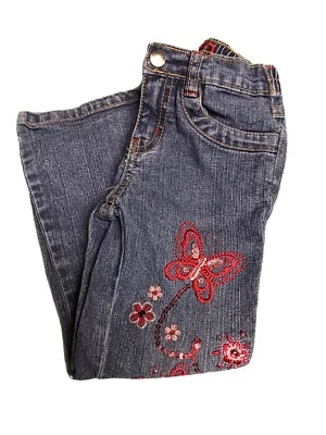 Jeans Niñas Talla 4 Hermosos Bordados Mariposa Bebé Niñas Jeans Foto 1 de 4