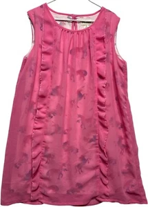 Hatley Ruffled Rainbow Unicorn Print w/Solid Pink Overlay A-Line Dress, Girls 8 - Picture 1 of 3