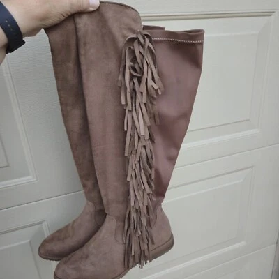 Botas Lane Bryant Hasta la Rodilla Gamuza Flecos Talla 8W Leggings Invierno Moda Foto 1 de 4