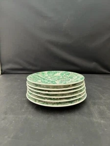 Lot of 4 EXCLUSIVE CHAMART FRANCE 6" Bread Dessert Plates Green Paisley - Picture 1 of 3