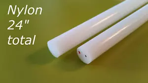 (2 pcs) 1/2" x 12" White Nylon Round Rod (24" total length) - Picture 1 of 2