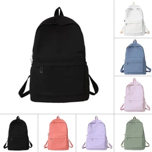 Women Schoolbag Waterproof School Backpack Solid Color Teens Student Casual Bag - Picture 1 of 28