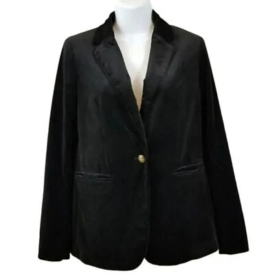Adrienne Vittadini Luxe Velvet Single Breasted Blazer Jacket in Black Size XS - Image 1 of 4