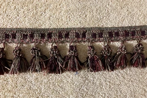 New Tassle & Braid Fringe 3" Bronze  and cranberry   4 Yds Lotgreat deal - Picture 1 of 2