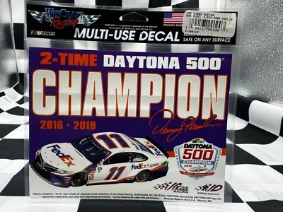 Calcomanía multiuso Denny Hamlin FedEx 2 veces Daytona 500 Champion Foto 1 de 3