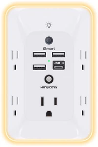 Charger Wall Plug Adapter Power Multi Port Outlet Extender USB Wall Charger. - Picture 1 of 12