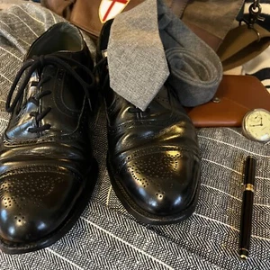 Lloyd & Haig Black Wingtip Design, Cheaney Oxfords - 12 - Red Rooster's Vintage - Picture 1 of 22