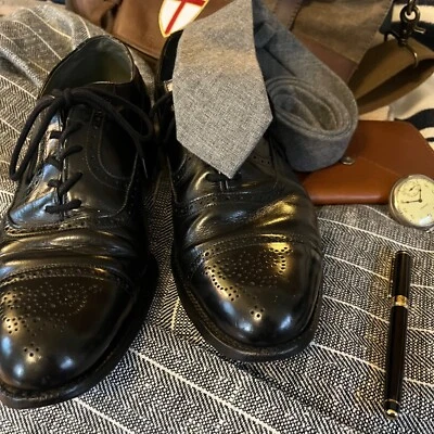 Lloyd & Haig Black Wingtip Design, Cheaney Oxfords - 12  - Red Rooster's Vintage - Image 1 of 4