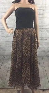 Andrea Behar Strapless Dress Size 2 Sheer Leopard Jaguar Maxi Skirt Sexy Style - Picture 1 of 12