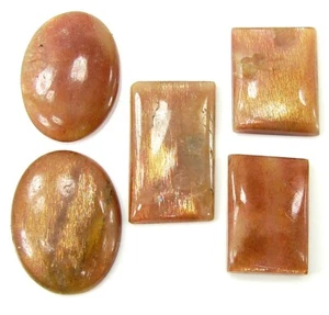 91.65 Ct Natural Sunstone Loose Gemstone 23-28 mm Cabochon Stone 5 Pcs Lot-1847 - Picture 1 of 2