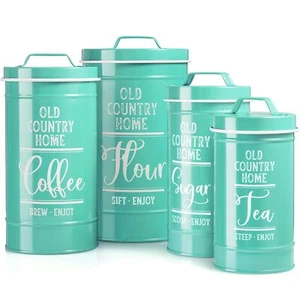 DAYYET Teal Canisters for Kitchen Counter Airtight Kitchen Canisters for Coun... - Picture 1 of 7