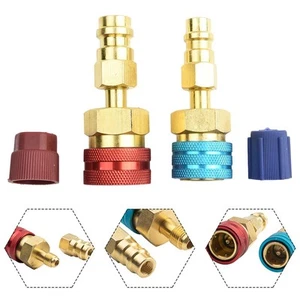 Long-lasting Car AC Parts Quick Coupler Premium Brass R1234yf Red Blue - Picture 1 of 12