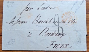 Jersey Entire 1854 QV to France via London Calais transit h/s - Picture 1 of 2