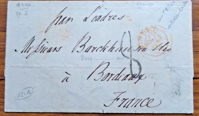 Jersey Entire 1854 QV to France via London Calais transit h/s - Image 1 of 2