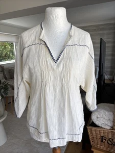 WRAP London Cheesecloth Blouse Size 12 Linen Cotton Blend - Picture 1 of 10