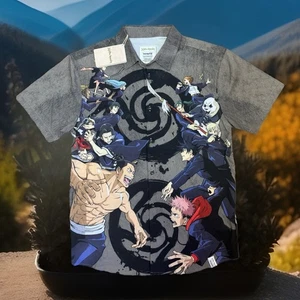 Loungefly Jujutsu Kaisen Shirt Unisex Button Up Short Sleeve NWT XL Extra Large - Picture 1 of 24