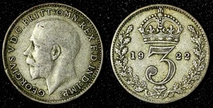 Great Britain George V Silver 1922 3 Pence Maundy KM# 813a (28 334) - Picture 1 of 3