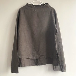 Top Noolan Finland Marrón Cuello Simulado Lino Manga Larga Talla S/M Cottagecore Boho - Imagen 1 de 15