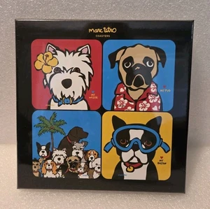 New Marc Tetro Coaster Set My Pug, My Westie, My Boston Dogs Puppies Colorful - Picture 1 of 6