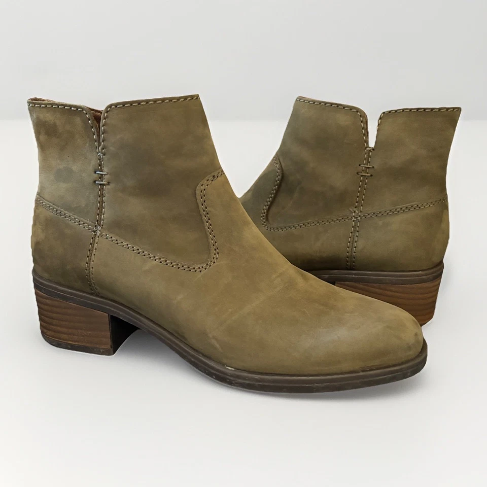 Botas de tornozelo Earth Oslo verde oliva couro nobuck acolchoado conforto 9 excelente estado usado - Imagem 1 de 4