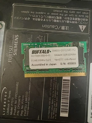 512 MB micro DDR 333 RAM memoria Fujitsu-Siemens LifeBook P7010 #1 p7010D PC2700 Foto 1 de 4