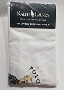 New Ralph Lauren POLO COWBOY BEAR TEDDY BEAR Standard Pillowcases USA - Picture 1 of 8