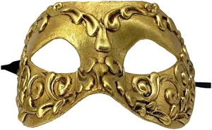Colombina Stucchi Gold Venetian Italian Made Masquerade Womens Mens Mask - Picture 1 of 2
