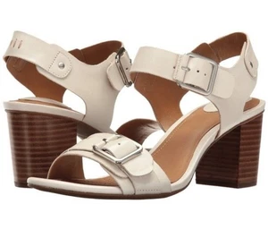 Clarks Mujer Ralene Deslumbramiento Punta Abierta Ajustable Tacón Bloque Zapatos Talla 8 Beige - Imagen 1 de 8