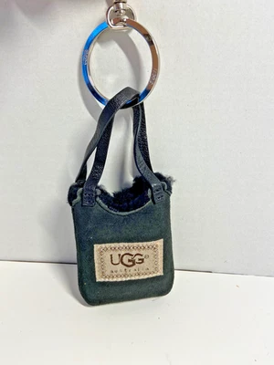 Bolso Ugg Gamuza Negro Piel de Oveja Llavero Cartera Dije Foto 1 de 4