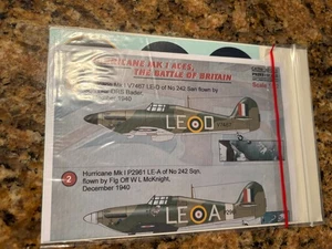 PRINT SCALE DECALS # 32-013 1:32nd SCALE HAWKER HURRICANE Mk I ACES DECAL - Picture 1 of 2