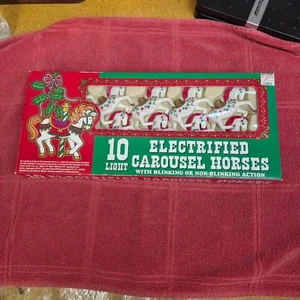 Vintage Weihnachtskarussell Pferd Pony Blasform Lichterkette Zirkus Neu im Karton - Bild 1 von 11