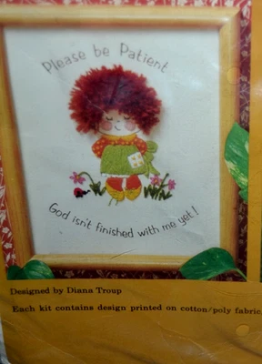 Vintage PATIENCE GIRL #522 Crewel Embroidery Kit God Creative Circle 1981 NOS - Image 1 of 4
