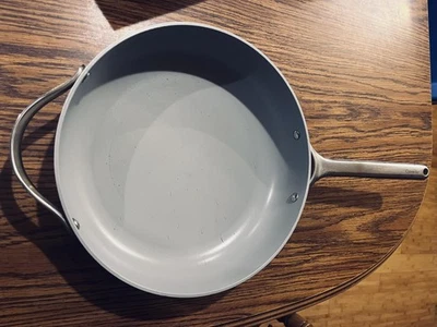 Caraway Ceramic Nonstick Saute Pan 4.5 QT With Lid Cream Gray Cookware - Image 1 of 4