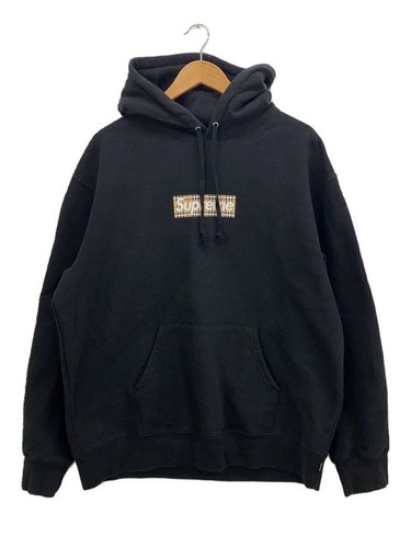 Felpa con cappuccio Supreme L cotone BLK 22SS Burberry Box logo usata