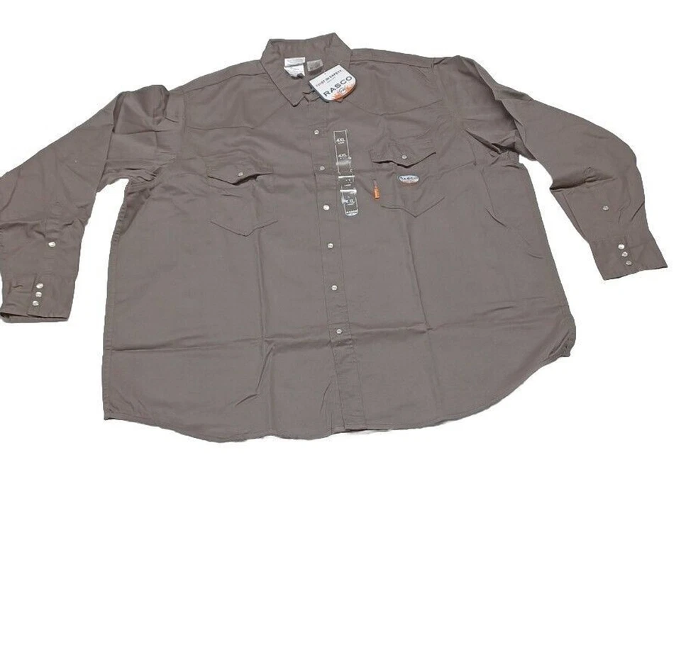 Rasco Men's 4XL FR Lightweight Gray Work Shirt - FR1003KH 7.5 Ounce