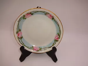 Vintage J&C Bavaria Handpainted Fruit Sauce Bowl White Blue Pink Roses Flowers - Picture 1 of 4