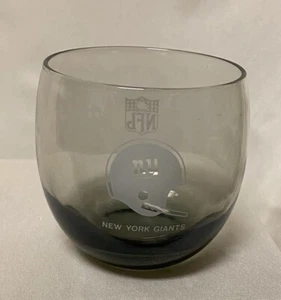#62B NFL New York Giants Rolly Polly Smoked Gray Etched Bar Glass - Picture 1 of 5