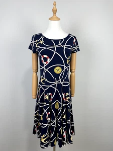 Lauren Ralph Lauren Nautical Themed Anchor Short Sleeve Bodycon Dress Sz M - Picture 1 of 20