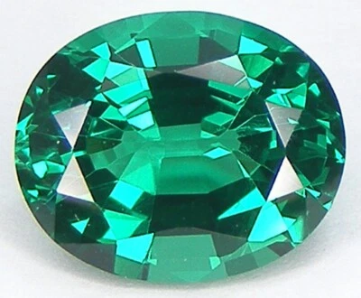 3.79CT. EXCELLENT CUT OVAL 11x9 MM. LAB CREATED NANOCRYSTAL EMERALD - Image 1 of 3