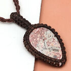 Jasper Leopard Skin Jewelry Necklace Gemstone Macrame Thread Handmade 20-36''Ad