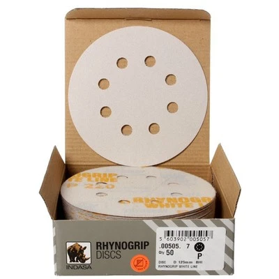 50er Pack Schleifscheiben 125mm P80 Top Excenter Schleifpapier INDASA White Line