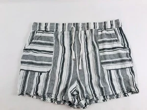 Time And Tru Shorts Women's Size XL 16-18 Black White Striped Casual Drawstring - Picture 1 of 8