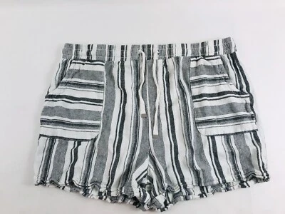 Pantalones Cortos Time And Tru Para Mujer Talla XL 16-18 Negro Blanco Rayas Informales Cordón Foto 1 de 4