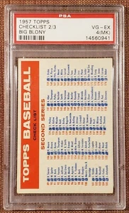 1957 Topps Checklist 2/3 Big Blony Mantle Spahn Mathews Baseball Card PSA 4 MK - Picture 1 of 2