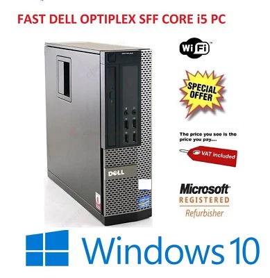 Dell OptiPlex SFF Fast cheap Desktop Core i5  8GB 1TB HDD Windows 10 Wifi - Image 1 of 4