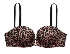 Victoria Secret 34C Leopard bombshell strapless multiway Bra Adds 2 cups!! - Picture 1 of 8