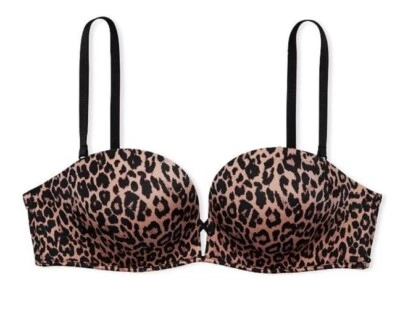 Victoria Secret 34D  Leopard bombshell strapless multiway Bra Adds 2 cups!! - Image 1 of 4