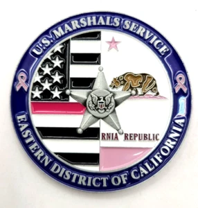 U.S Marshals ServiceBreast Cancer Awareness Eastern District CA Challenge Coin - Picture 1 of 8