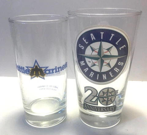 Vtg Seattle Mariners Shell Oil Company, 20th Anniversary beer glasses 1 each Cover