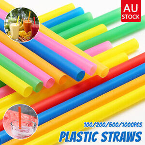 100-1000pcs Jumbo Straw Neon Colour Drinking Straws Smoothies Milkshake 11MM AU